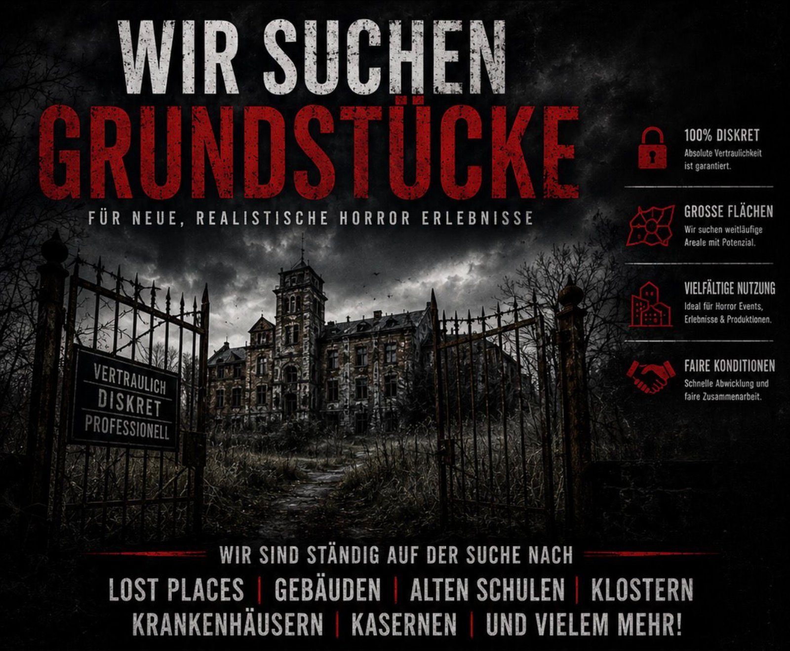 DarkZone Eventformate sucht Grundstücke und Lost Places für Lasertag- und Action-Events